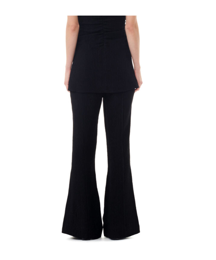 Ganni Viscose Stretch Crepe Flared Pants In Black In Black