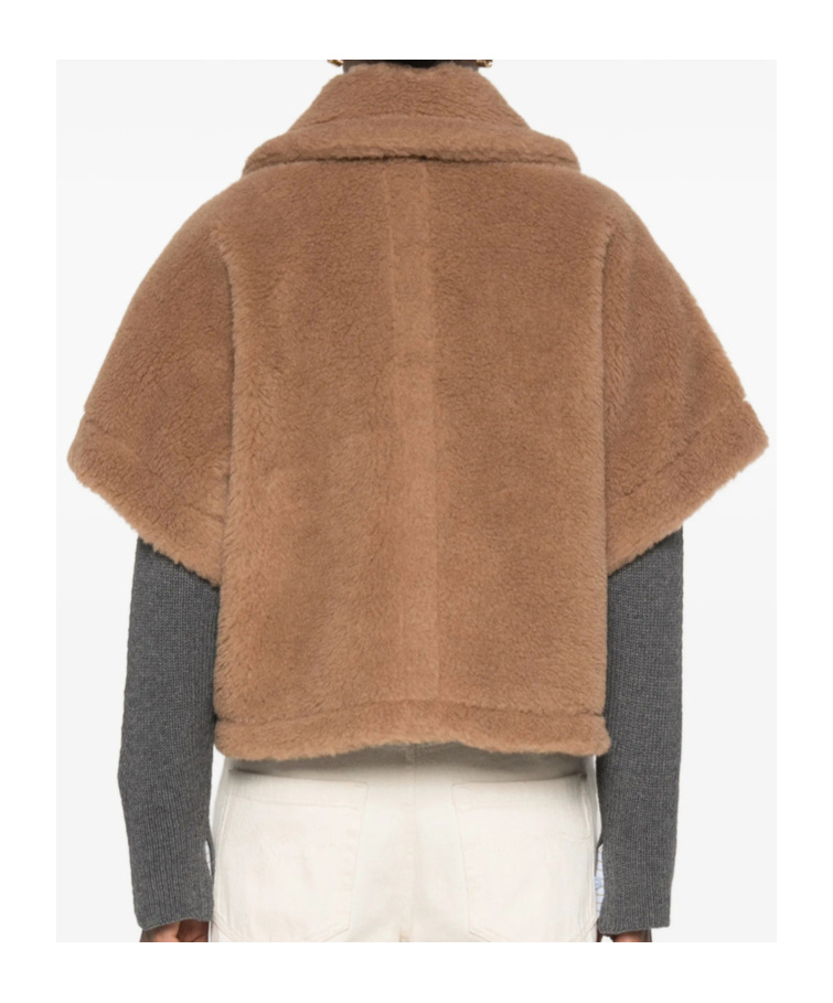 Max Mara Pocketed Cape In Brown