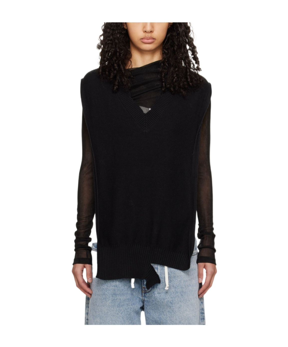 Mm6 Maison Margiela Wool Shawl Sweater In Black