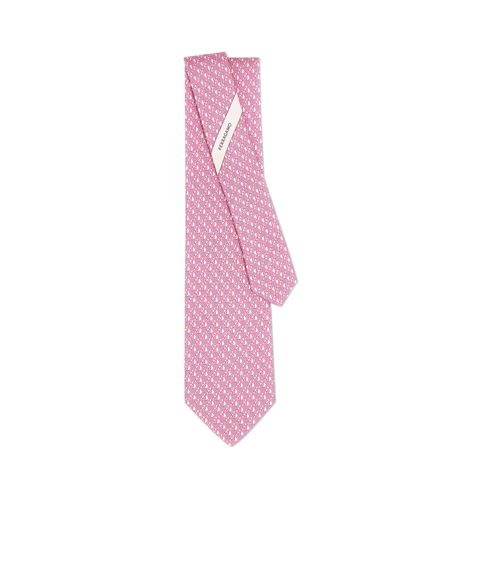 Ferragamo Equestrian Printed Tie In Pink