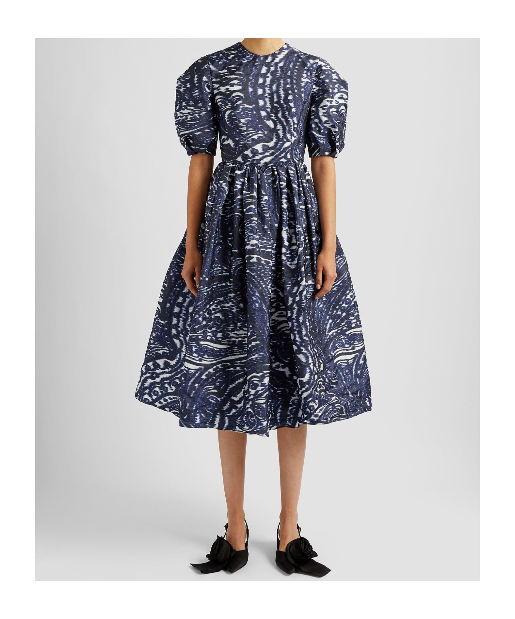 Shop Erdem Short Sleeve A Line Midi Dress In Black