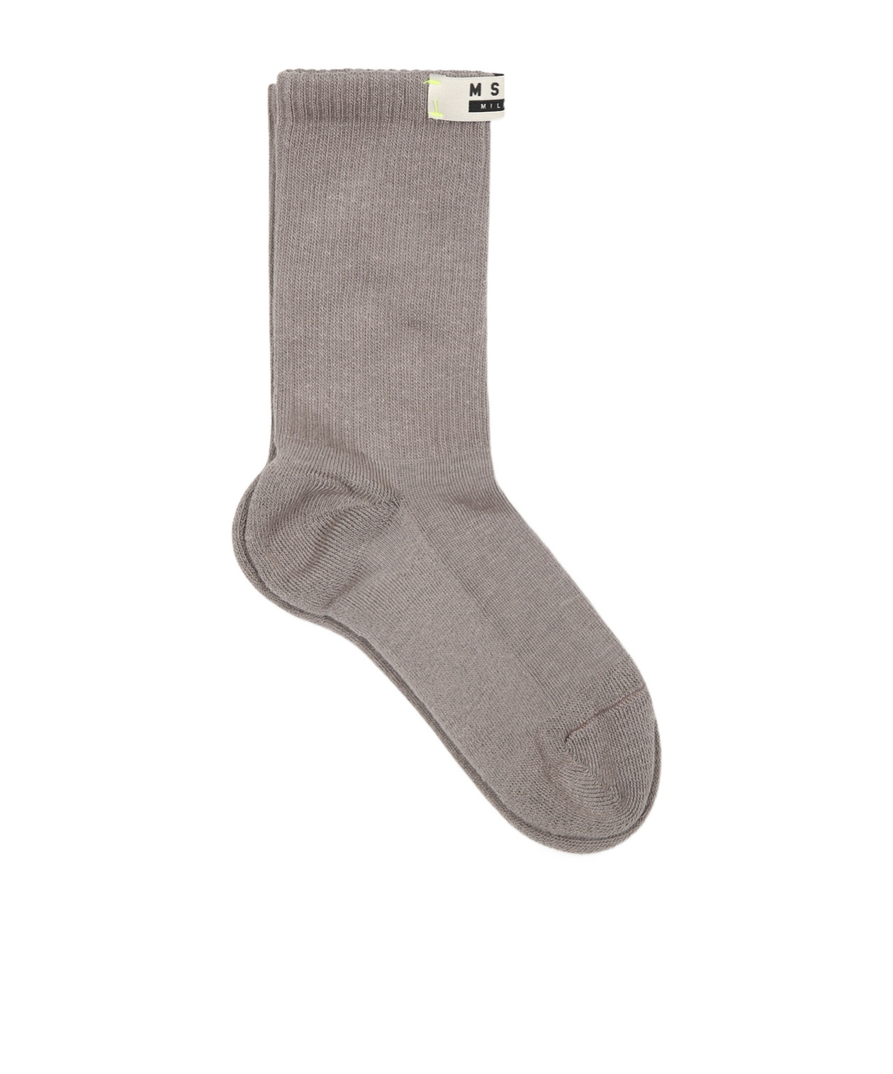 Msgm Mini Logo Tag Ribbed Socks In Gray