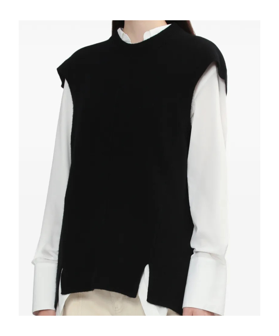 Helmut Lang Split Wool Vest In Black