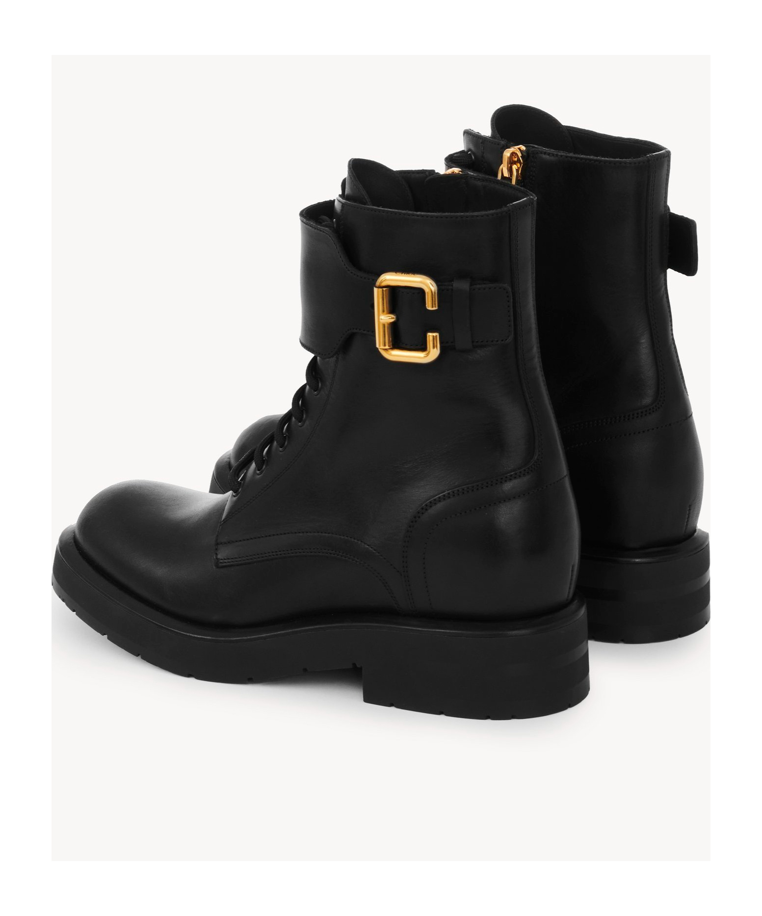 Shop Chloé Buckle Detailed Lace-up Boots In Black