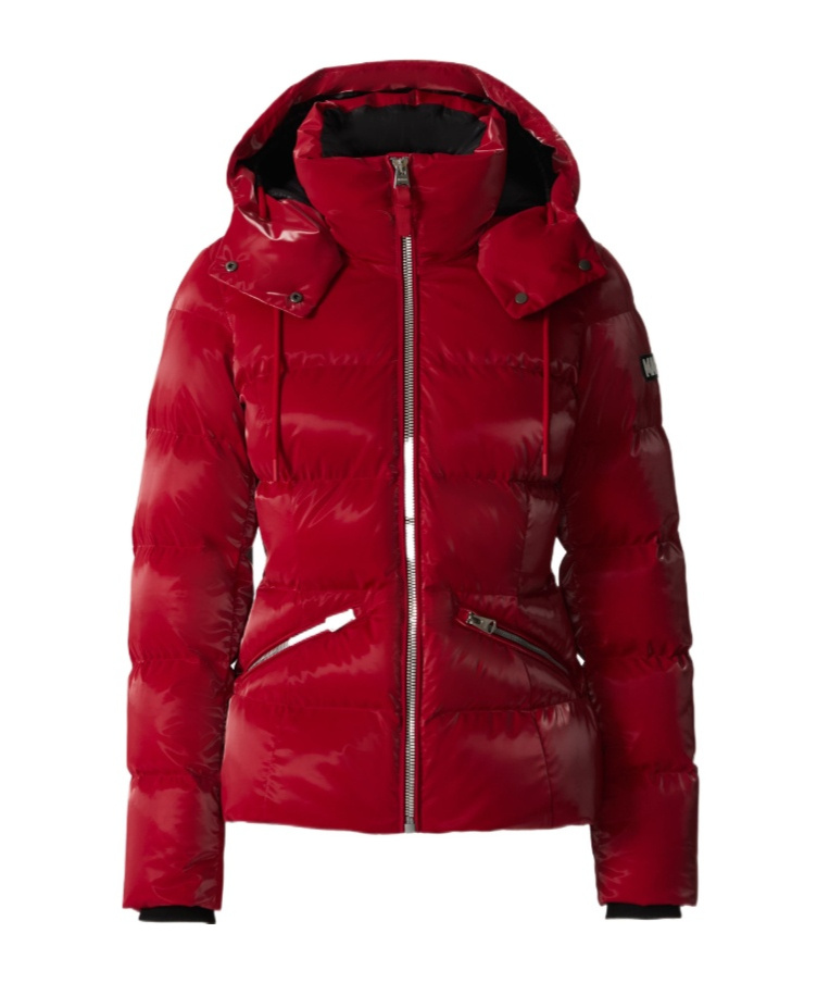 Mackage High-gloss Down Jacket With Removable Hood In Red