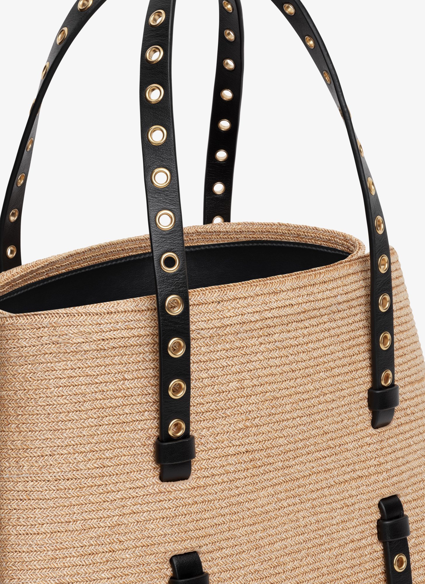 Alaïa Mina 25 Shoulder Bag In Paper Straw And Leather In Nude