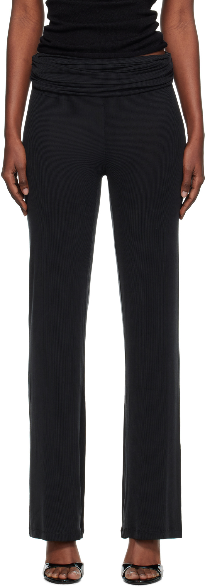 Aya Muse Ruched Fold Over Pants Clothing In Black