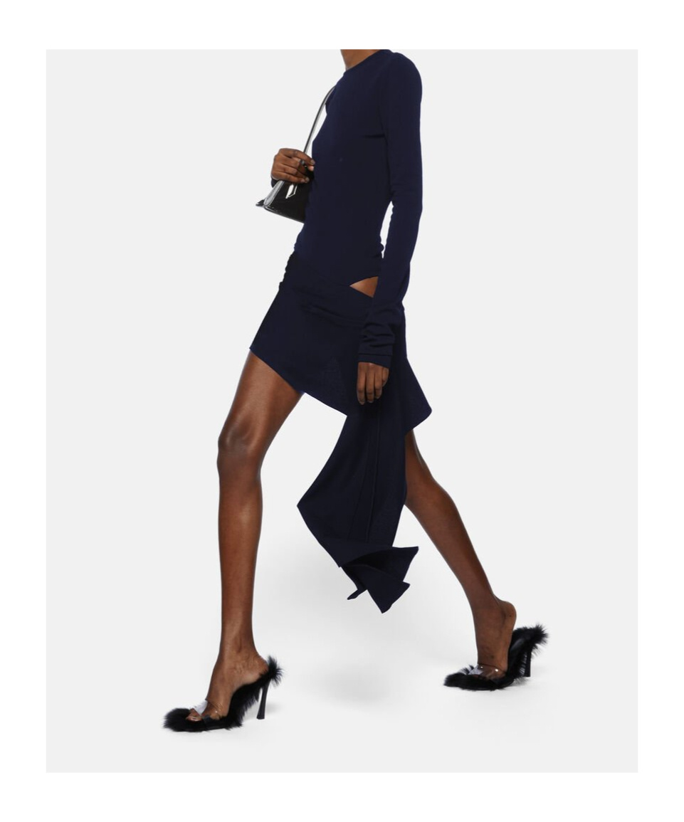 Attico Navy Blue Mini Dress In Blue