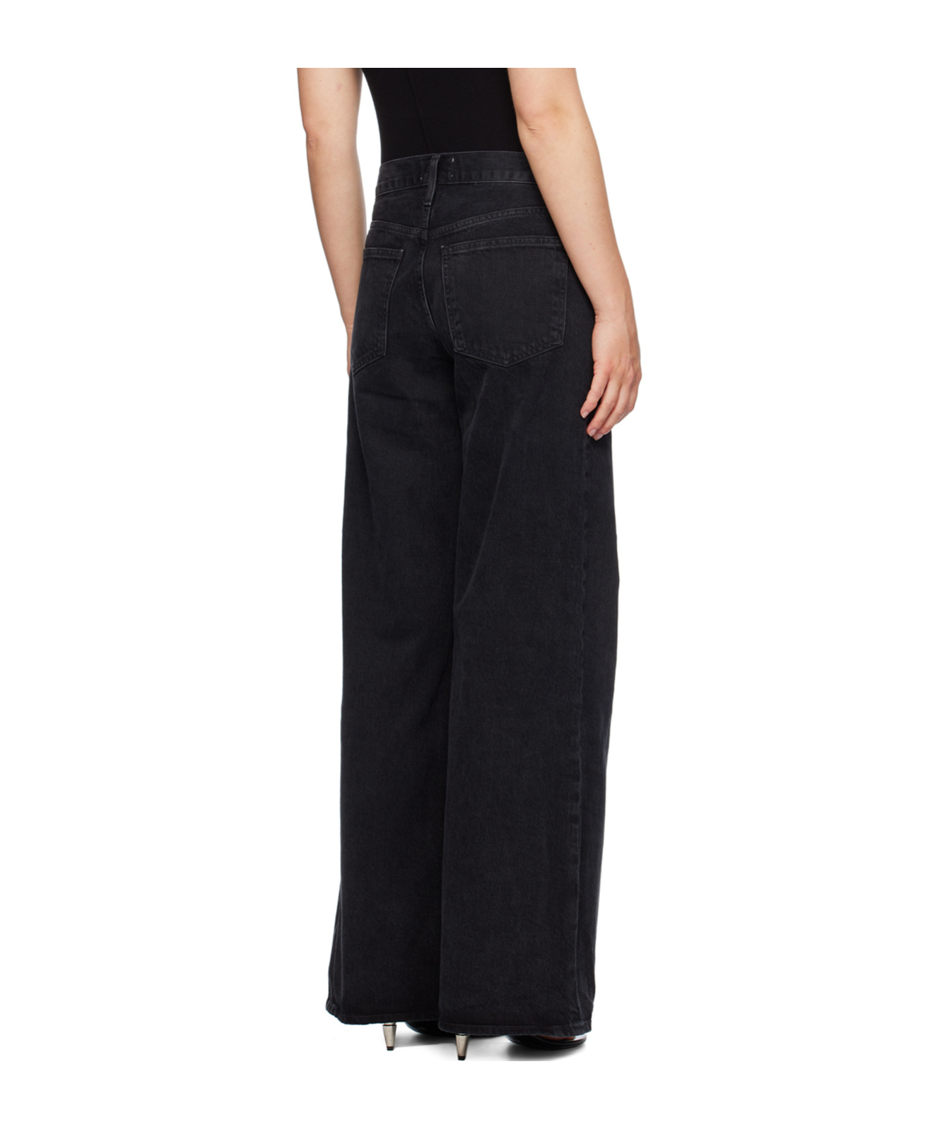 Agolde Clara Low-rise Wide-leg Jeans In Black