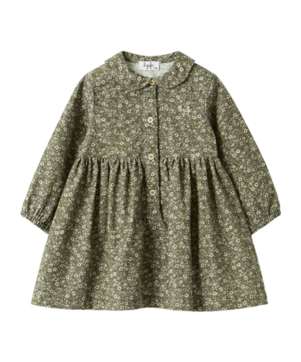 Il Gufo Long Sleeve Dress In Green
