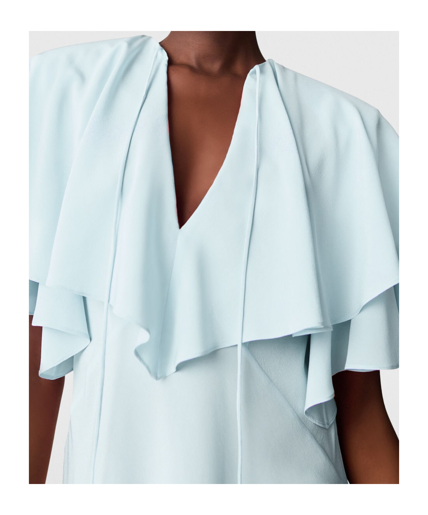 Stella Mccartney Womens Water Lily Draped Layered Silk Midi Dress In Blue