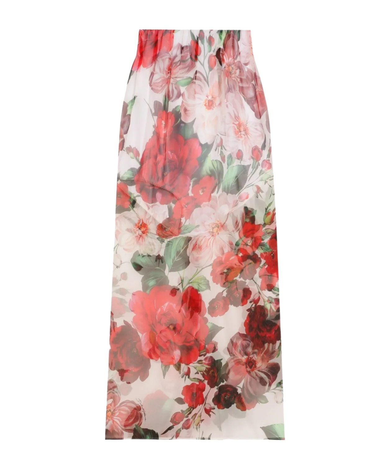 Dolce & Gabbana Rose-print Chiffon Calf-length Skirt In Pink
