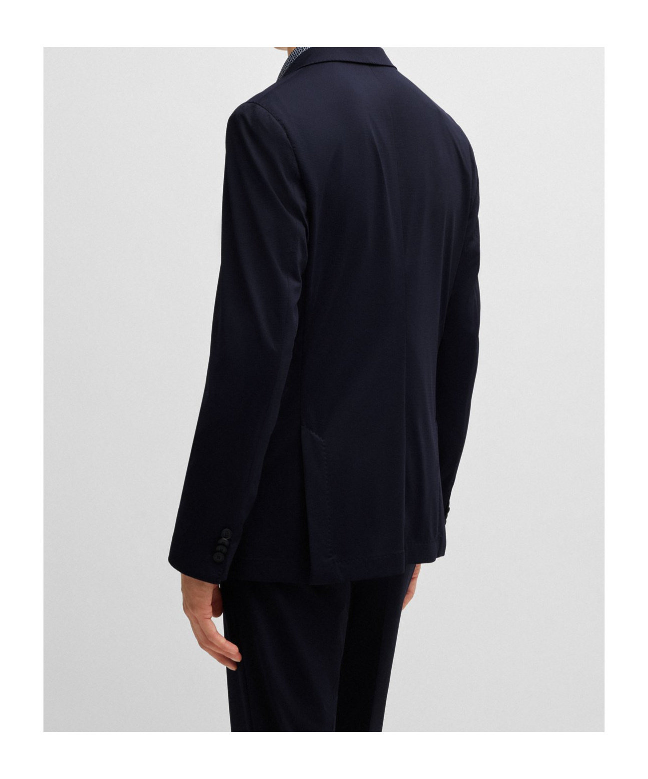Hugo Boss Slim-fit Washable Suit In Patterned Performance-stretch Fabric In Black