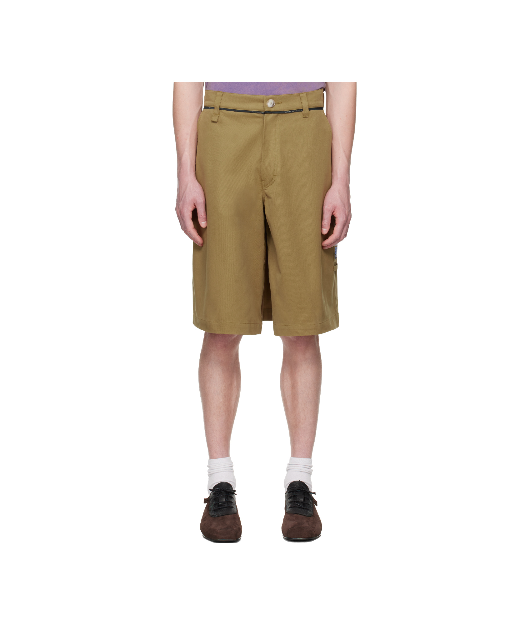 Martine Rose Khaki Twisted Skate Shorts In Multicolor