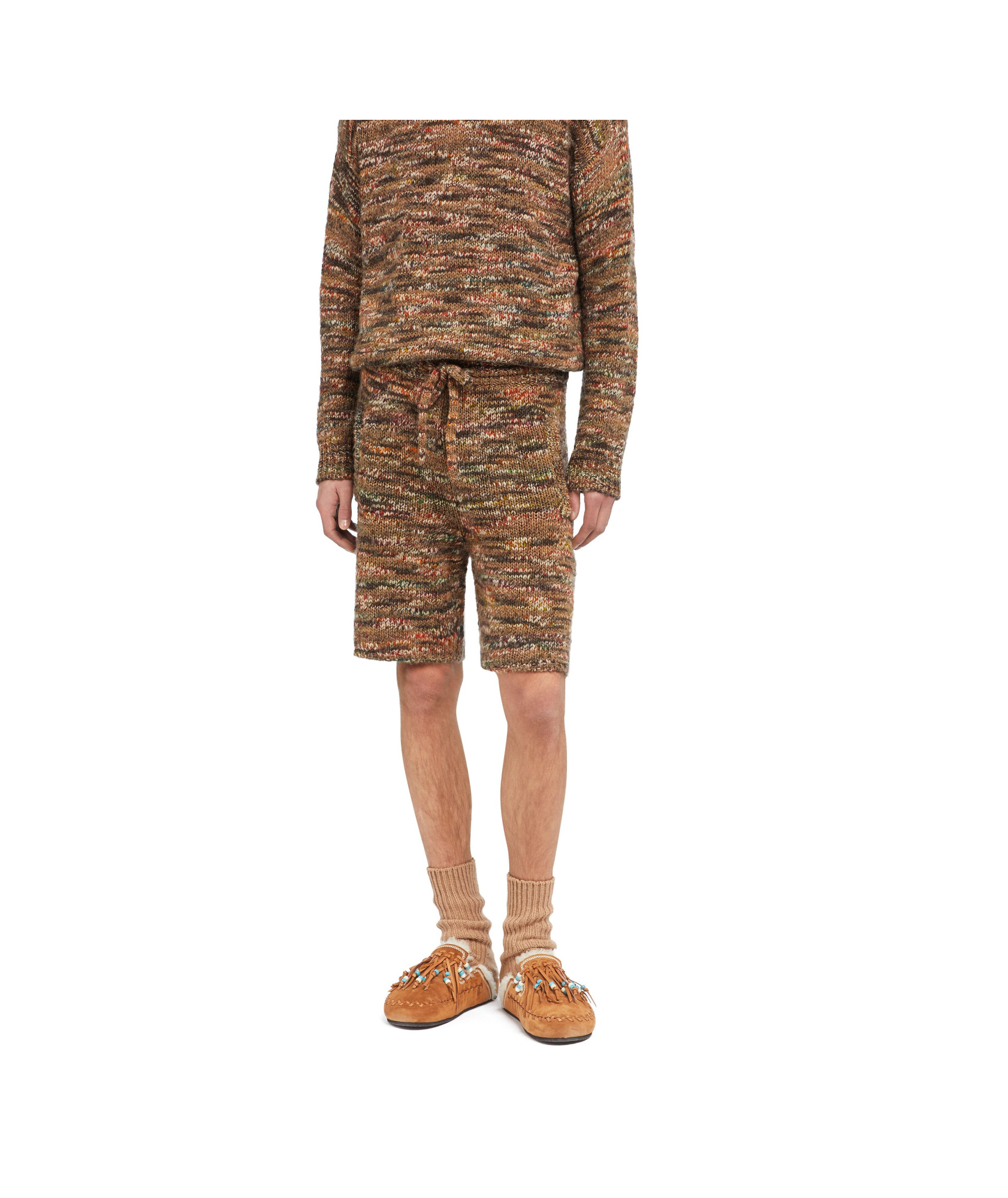 Alanui Multicolor Wool Blend Grunge Beat Bermuda Shorts In Brown