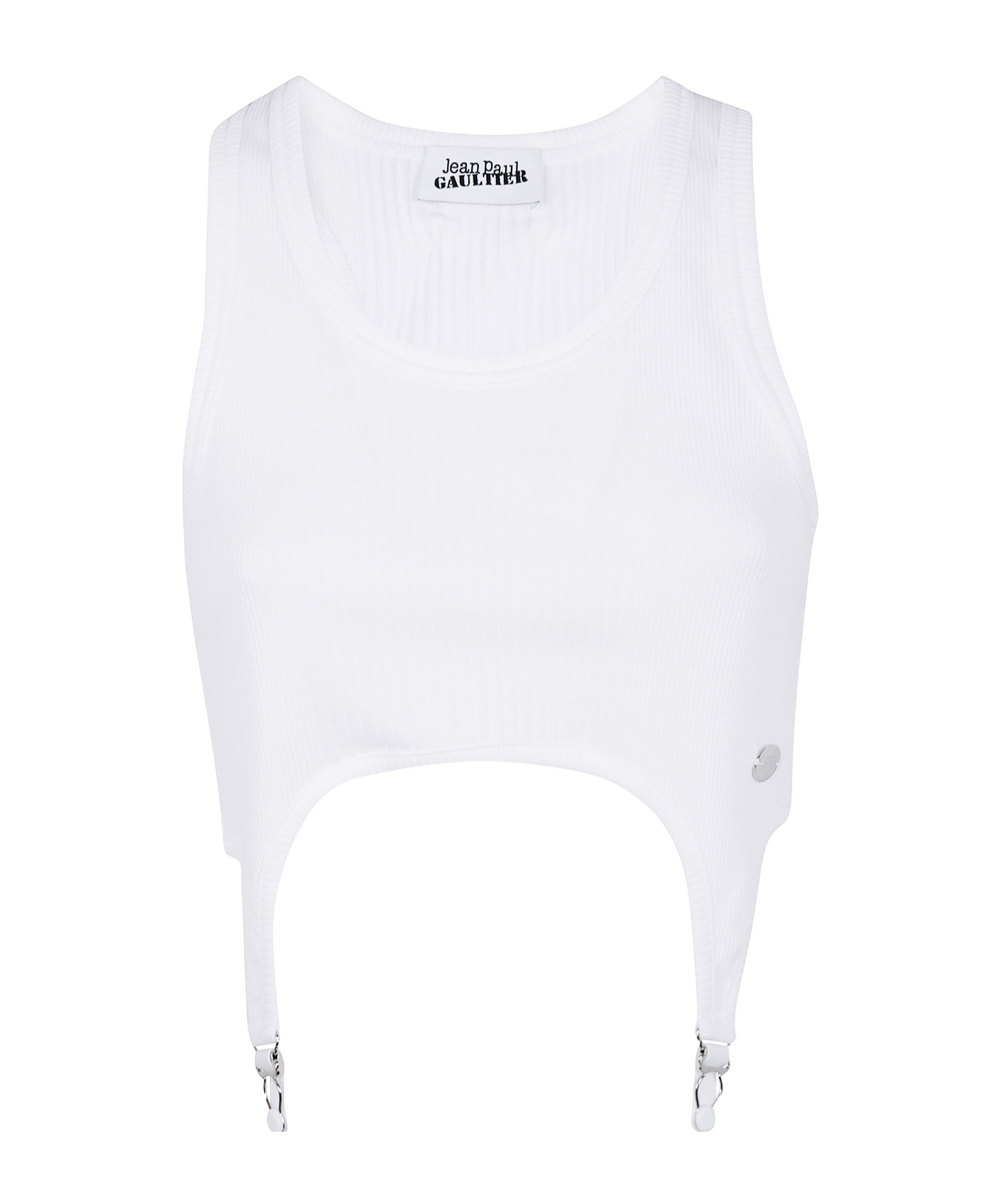 Jean Paul Gaultier Cotton Ribbed Bra With Lingerie Garter Clothing In White