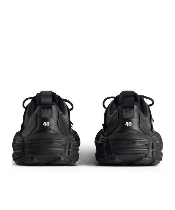Balenciaga Monday Black Low Top Sneakers With Logo Detail And Embossed Size On The Rear In Leather And Fabric M In Black