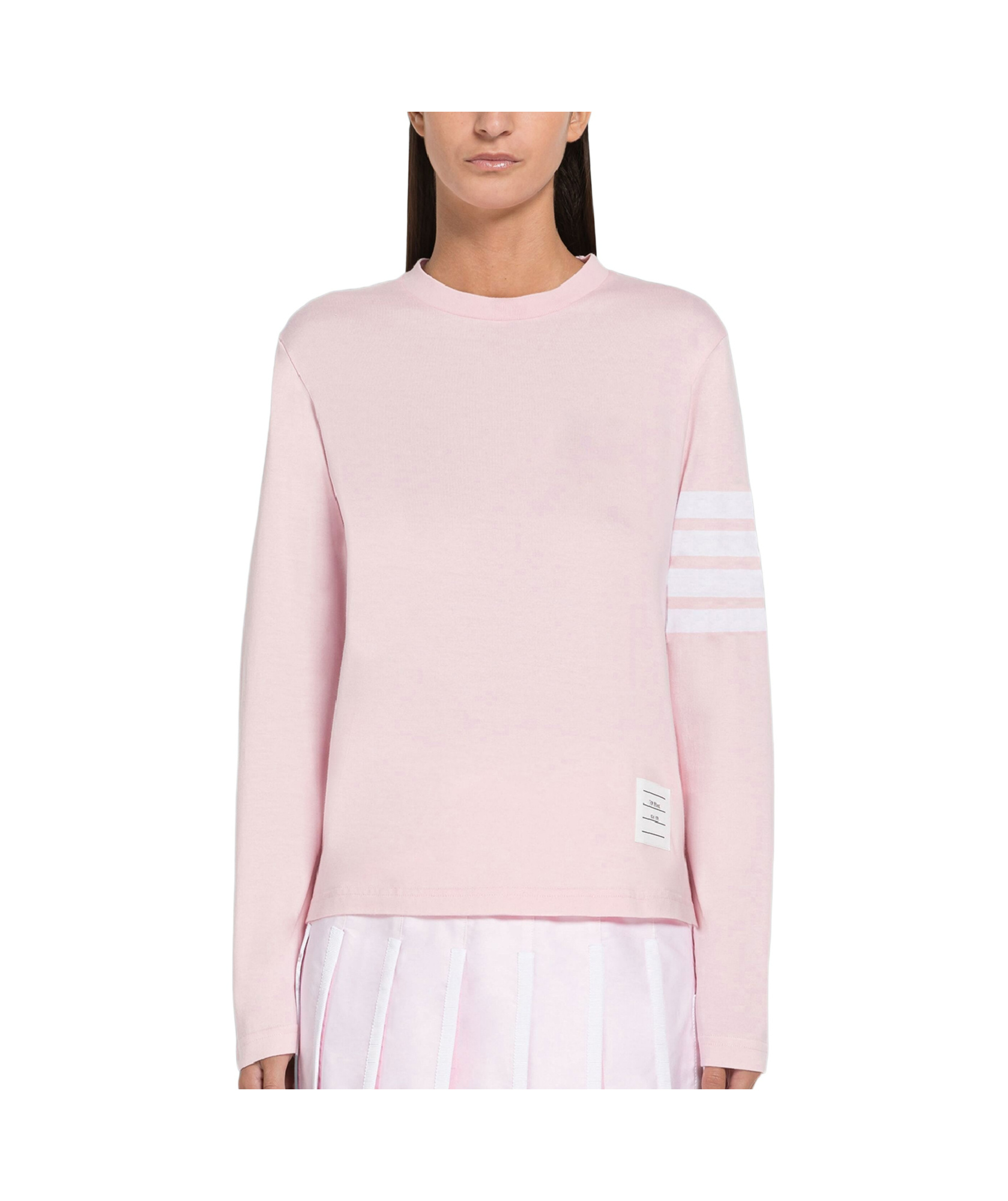 Thom Browne Hector 4-bar Long-sleeved Polo Shirt In Pink