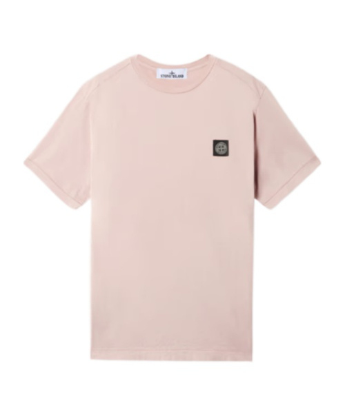 Stone Island Logo Print Crew Neck T-shirt In Pink