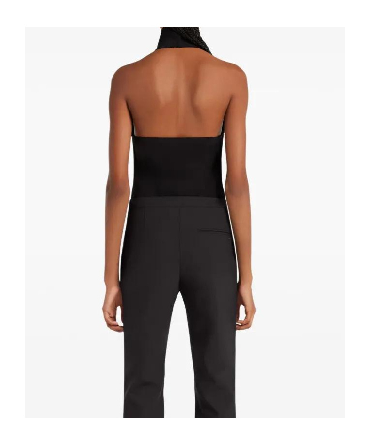 Courrèges Ellipse Cropped Crepe Halterneck Top In Black