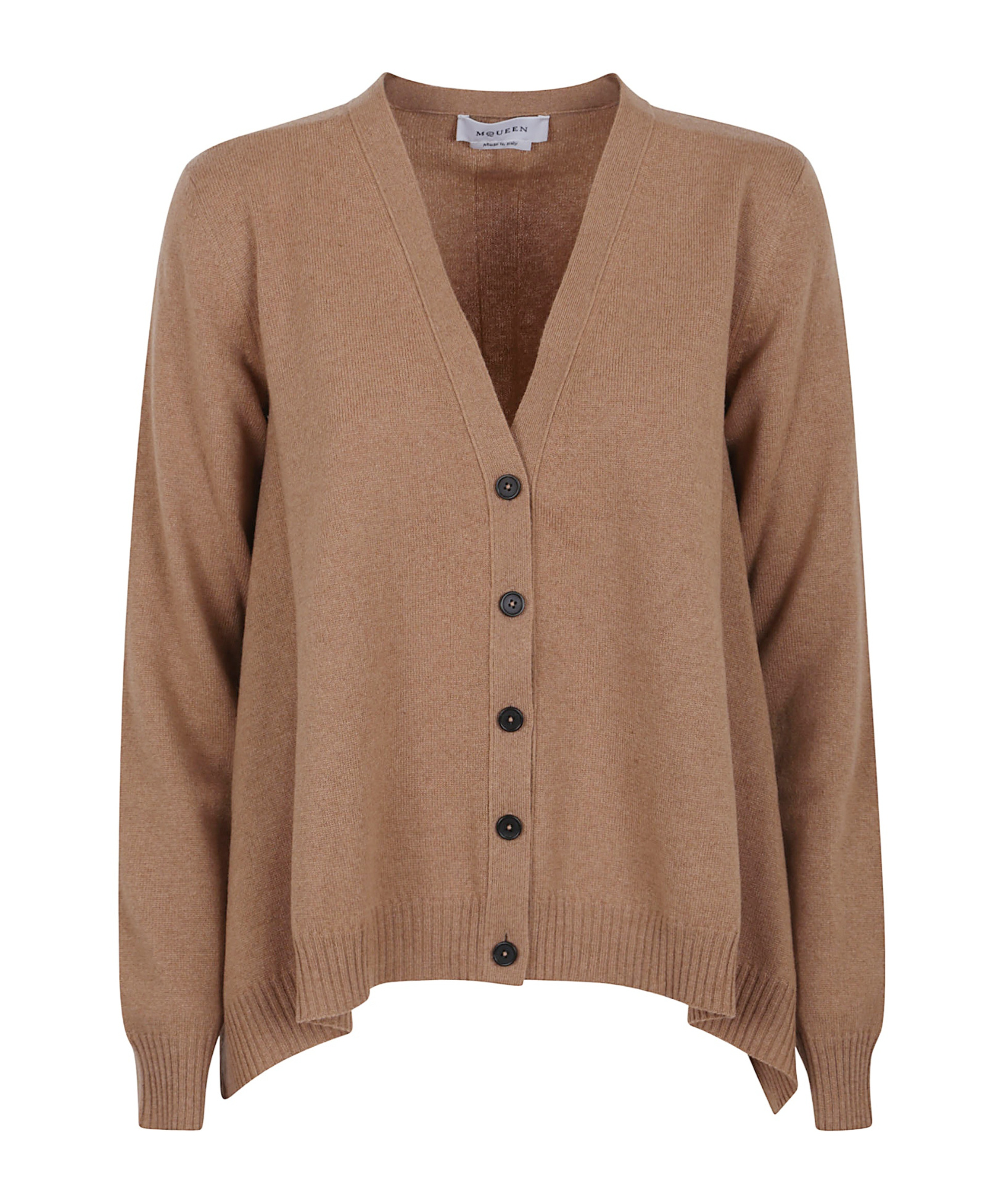 Alexander Mcqueen Vneck Knit Cardigan Long Sleeves In Brown