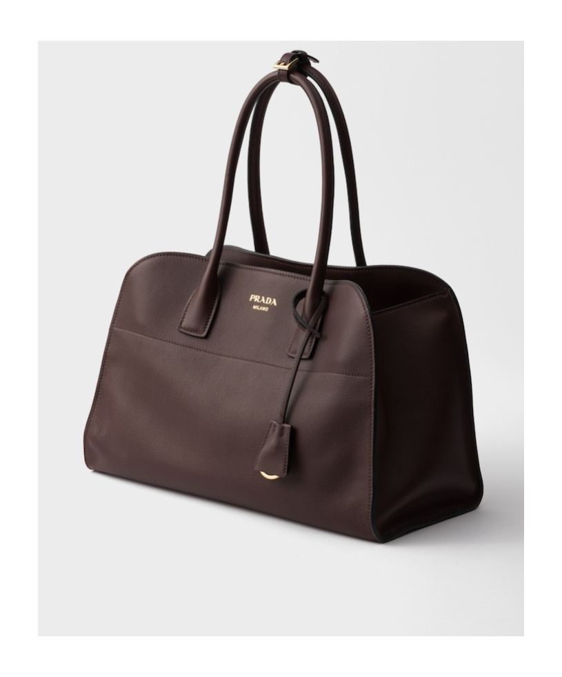 Prada Borsa Shopping Media In Pelle Melanzana  Donna