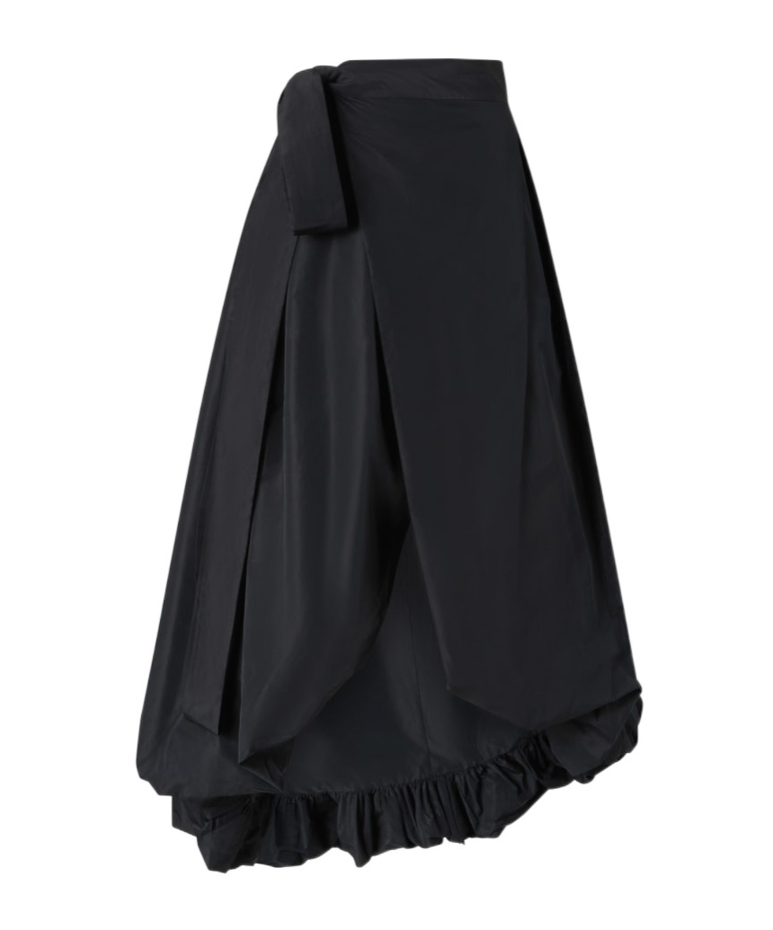 Pinko Bow-detailed Wide Taffeta Skirt In Black