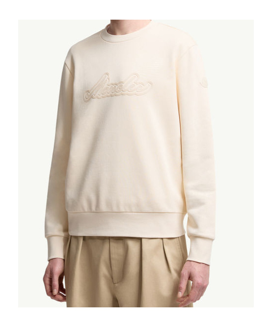 Moncler Cursive Logo Cotton Sweatshirt In White