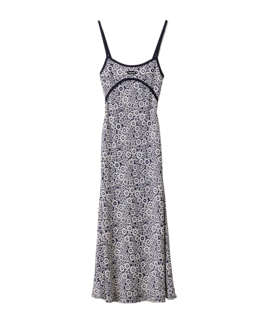 Miu Miu Floral Print Maxi Dress With Spaghetti Straps In Multi