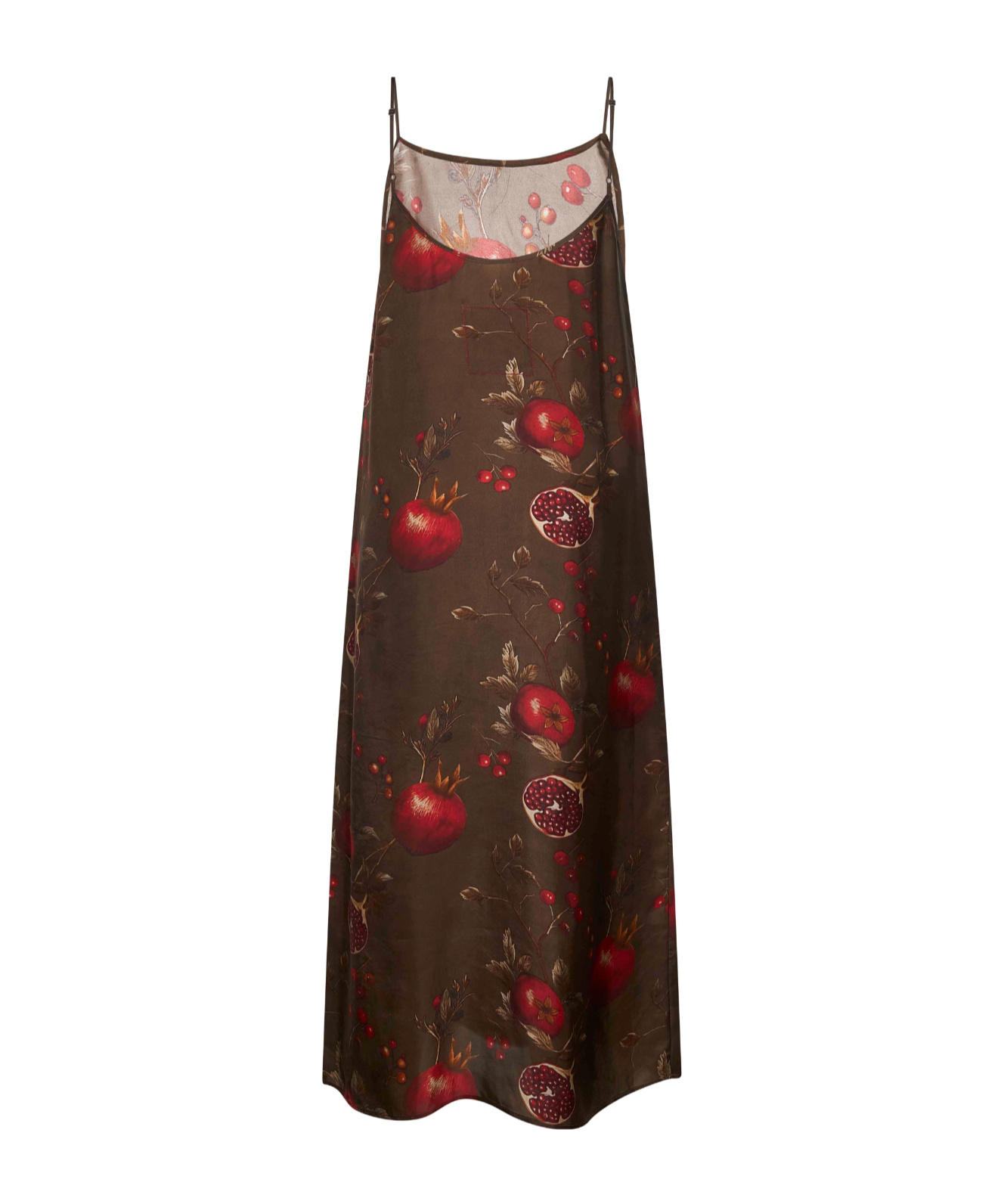 Uma Wang Floral Printed Midi Dress With Adjustable Straps In Brown
