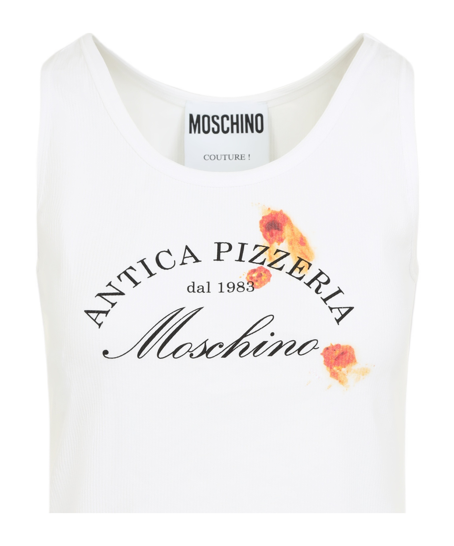 Moschino Graphic Print White Viscose Sleeveless Top In White