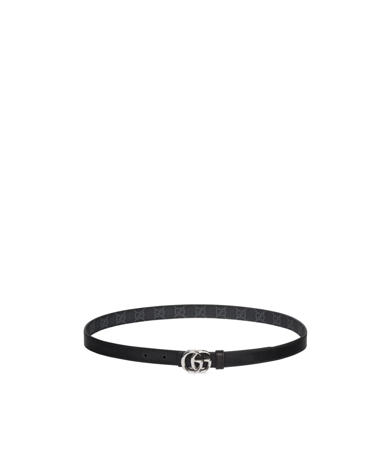 Gucci Reversible Gg Marmont Thin Belt In Black