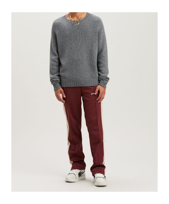 Palm Angels Curved Logo Sweater Grey Melange - Off W In Gray