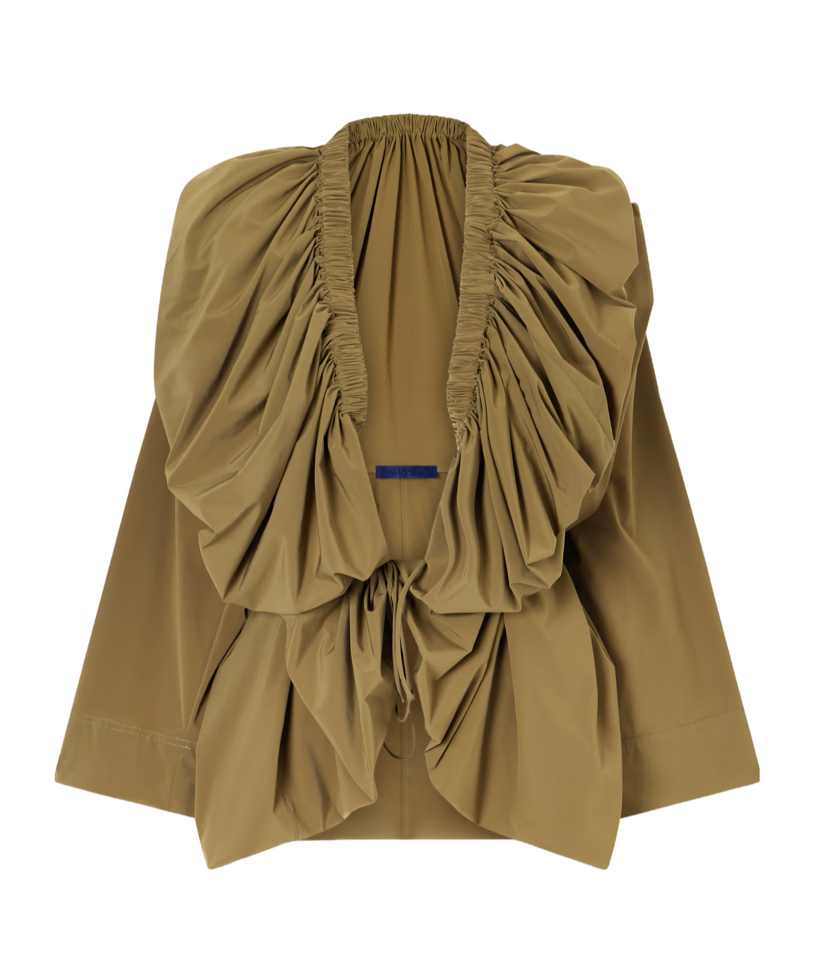 Sharon Wauchob Sata Draped Gathered Silk-blend Wrap Blouse In Brown