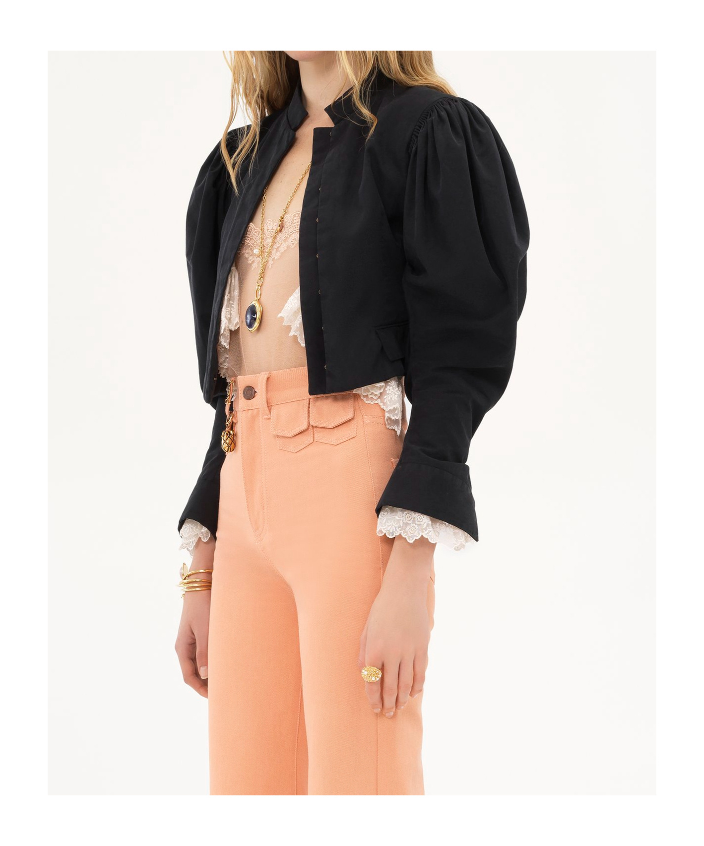 CHLOÉ BALLOON-SLEEVE CROPPED JACKET