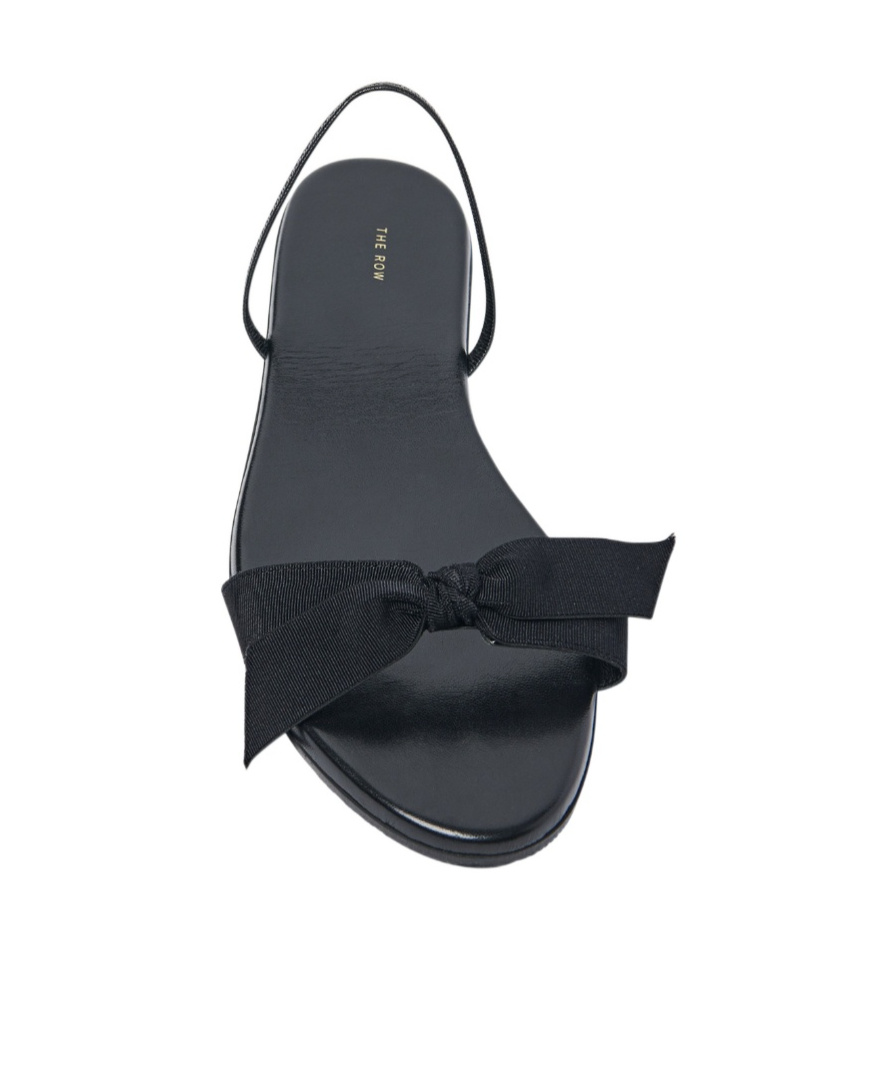 The Row Bow Flat Slingback Sandals In Black