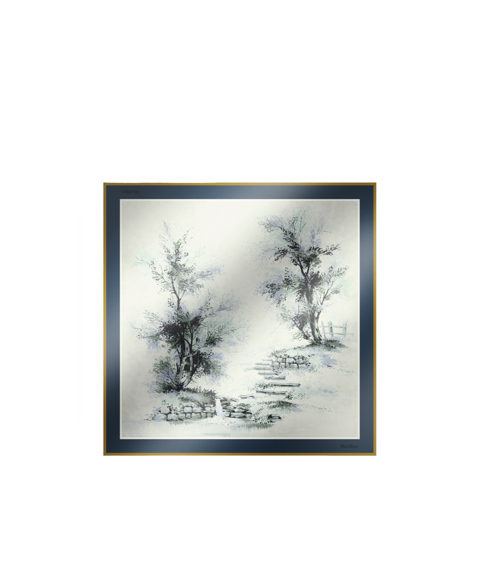 Max Mara Printed Silk Foulard In Blue