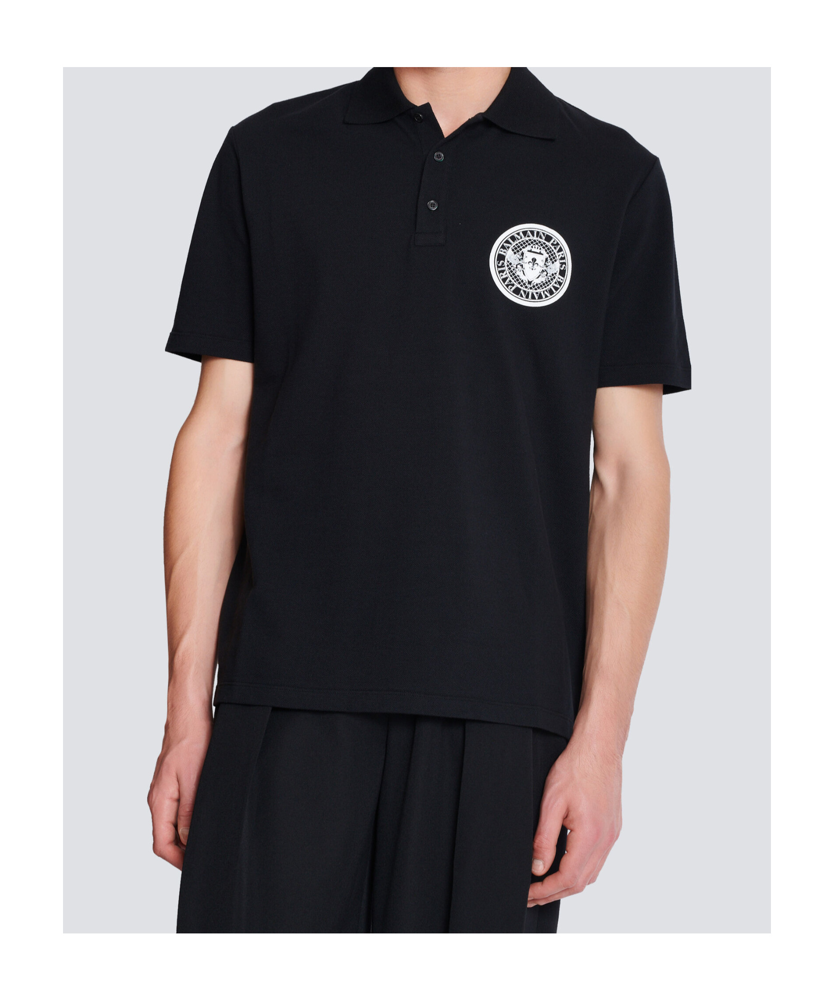 Balmain 'coin' Polo Shirt With Polo Collar In Black