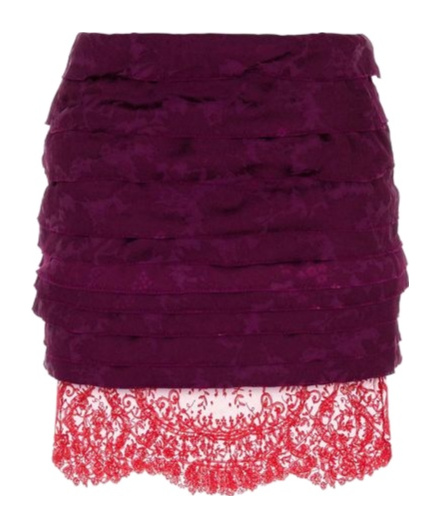 Saint Laurent Textured Jacquard Layered Mini Skirt In Red
