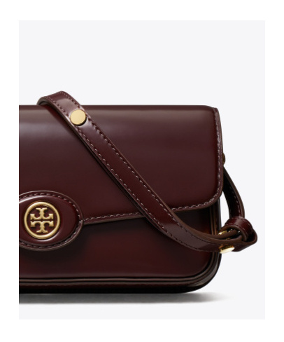 Tory Burch Robinson Spazzolato East/west Shoulder Bag In Brown