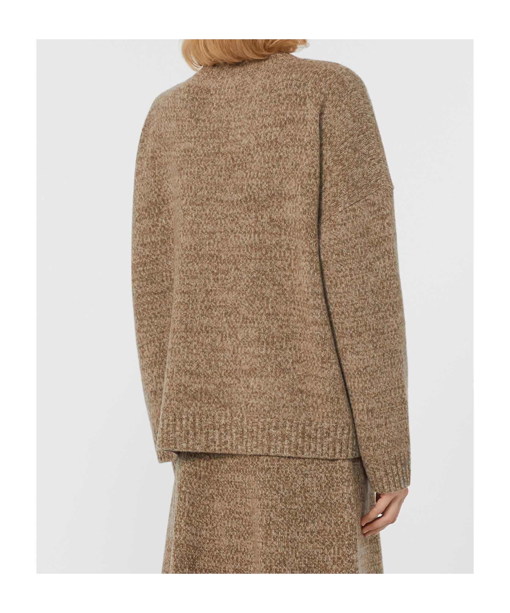 Weekend Max Mara Crew-neck Cotton And Wool Knit Jumper In Brown