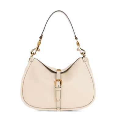 Etro Medium Tumbled Leather Crossbody Pony Bag In White