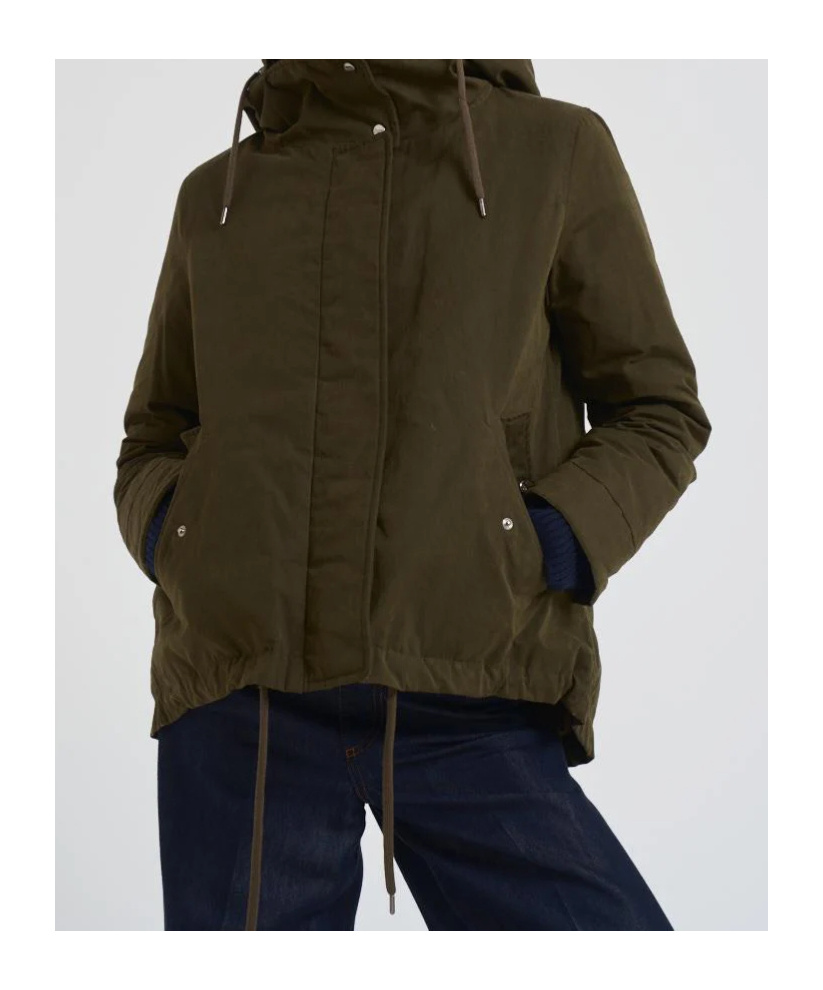 Herno Long-sleeved Hooded Down Jacket In Brown