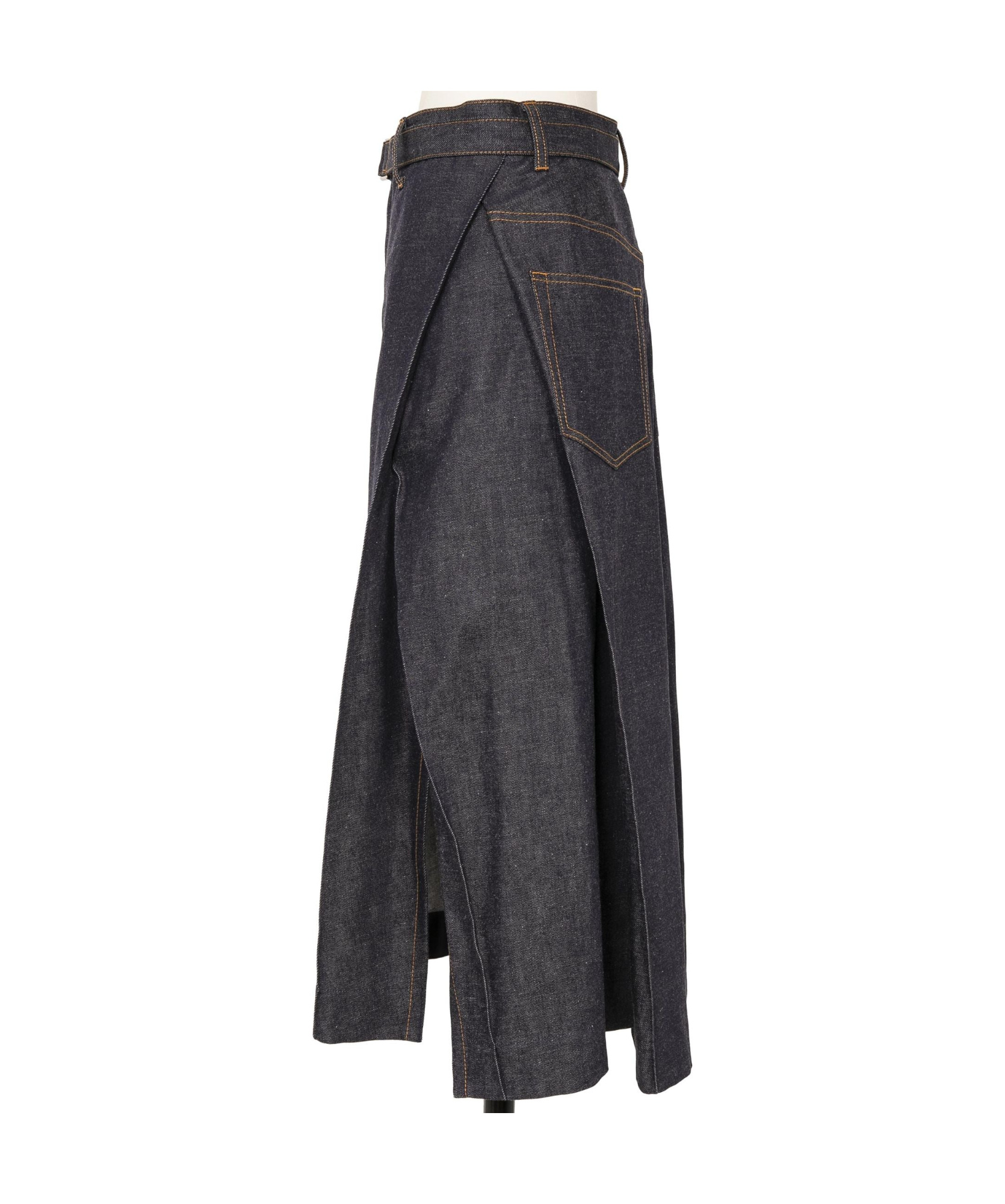 Sacai Indigo Mix Denim Midi Skirt In Black