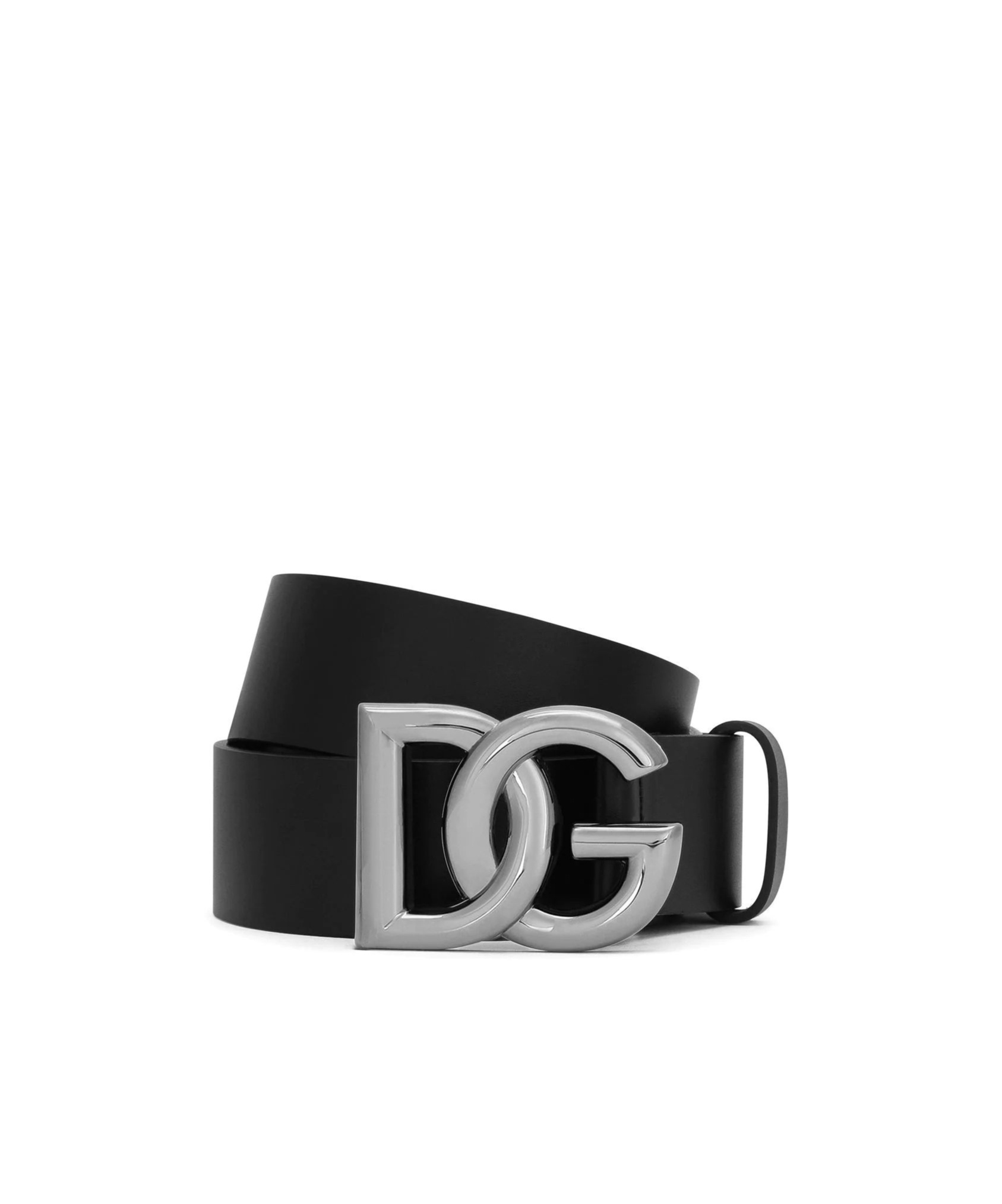 Dolce & Gabbana Black Belt With Dg Logo Detail In Black