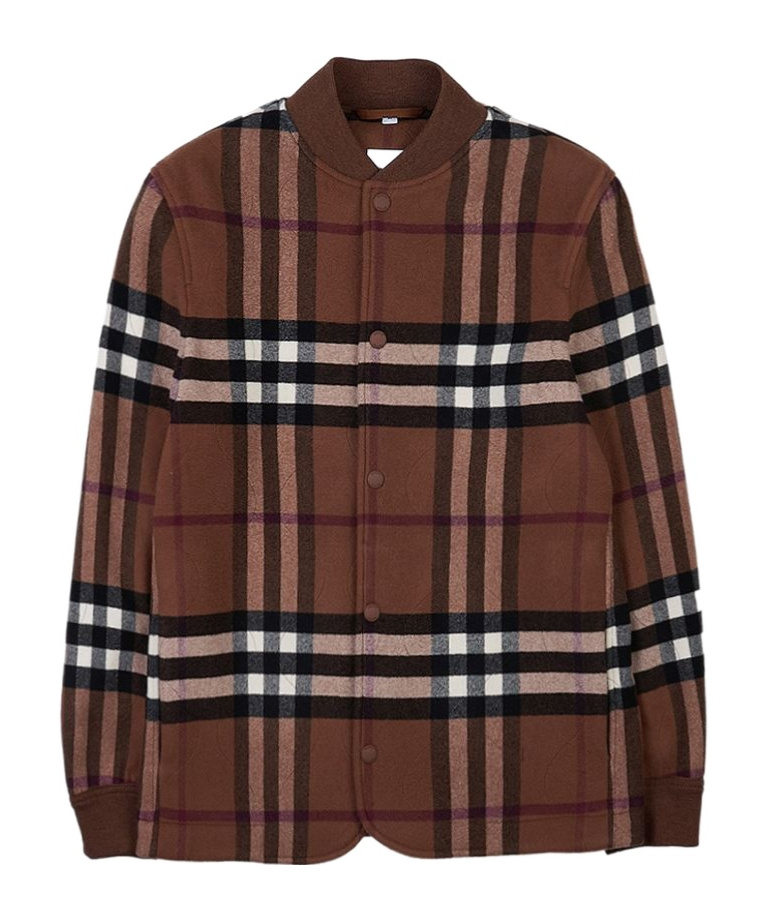 BURBERRY CHECK-PATTERN WOOL BOMBER JACKET