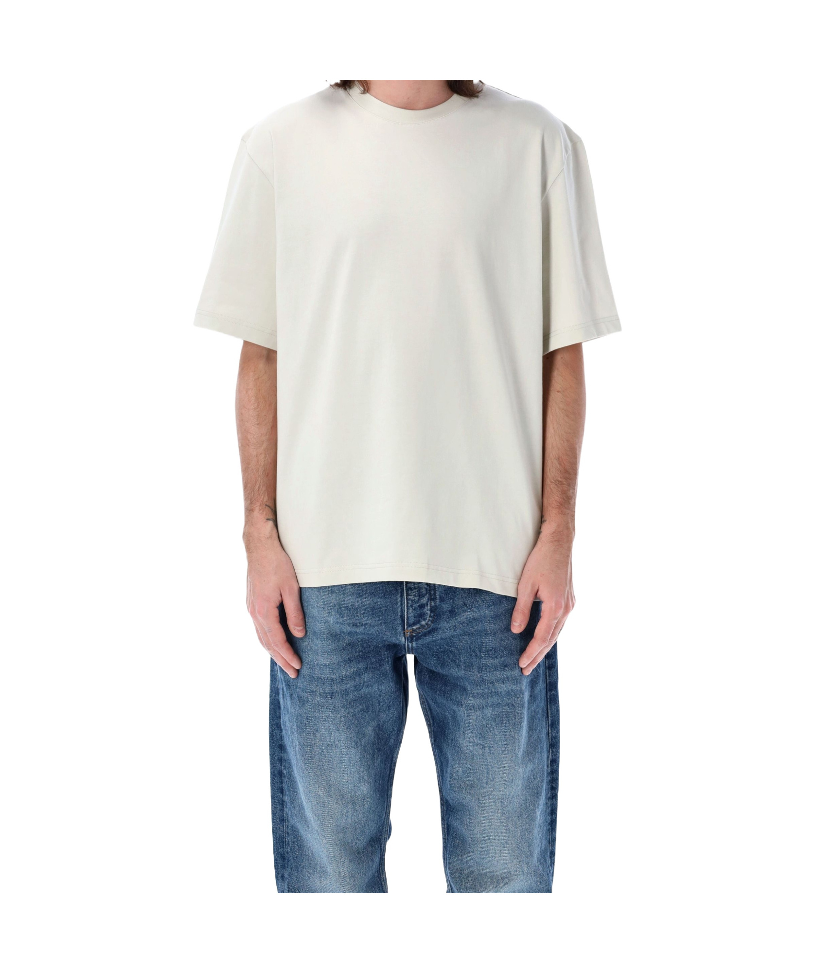 Studio Nicholson Jersey - Branded Easy Fit Ss T-shirt White Relaxed Fit T-shirt - Piu In White