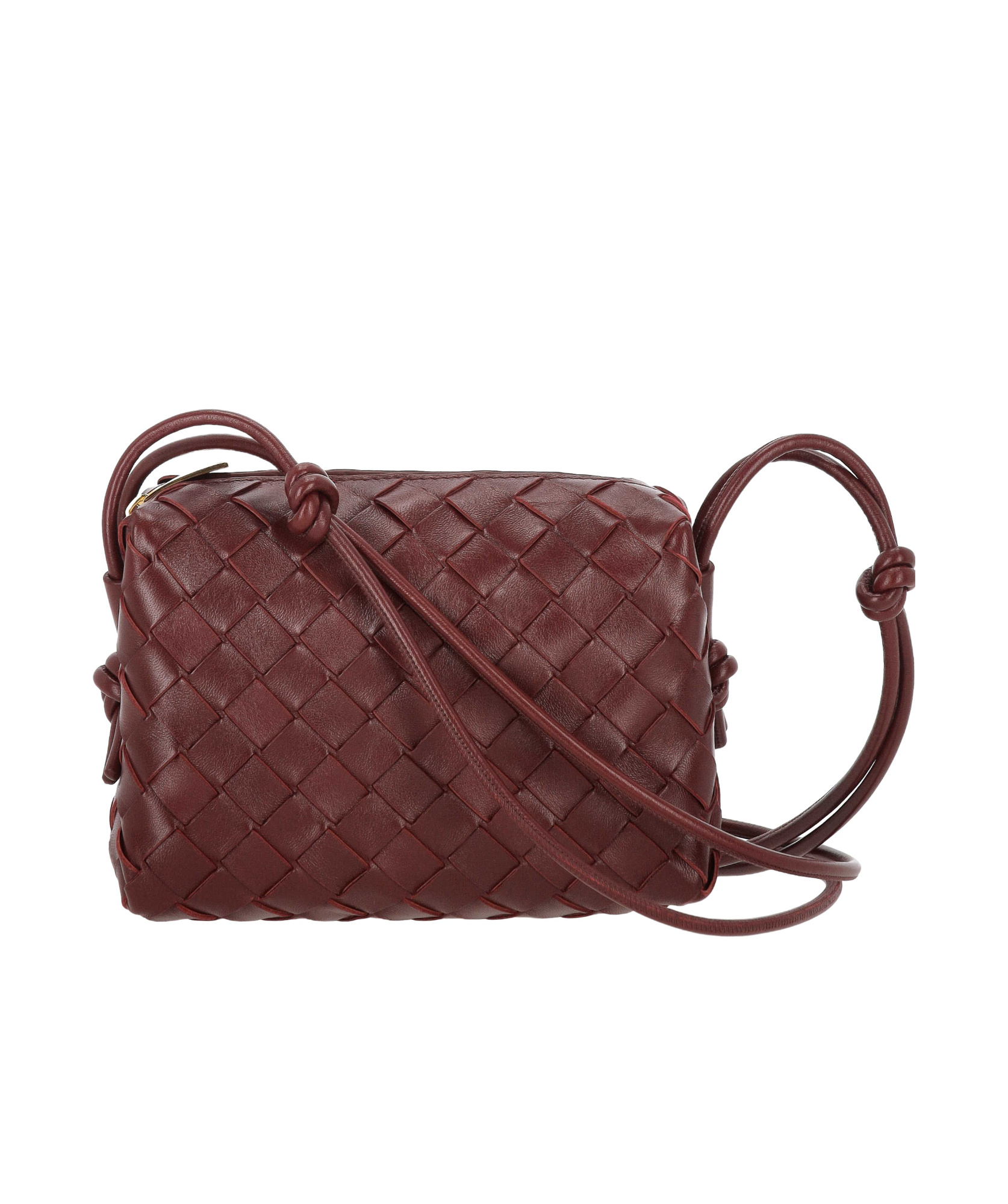 Bottega Veneta Women Loop Mini Leather Crossbody Bag In Red