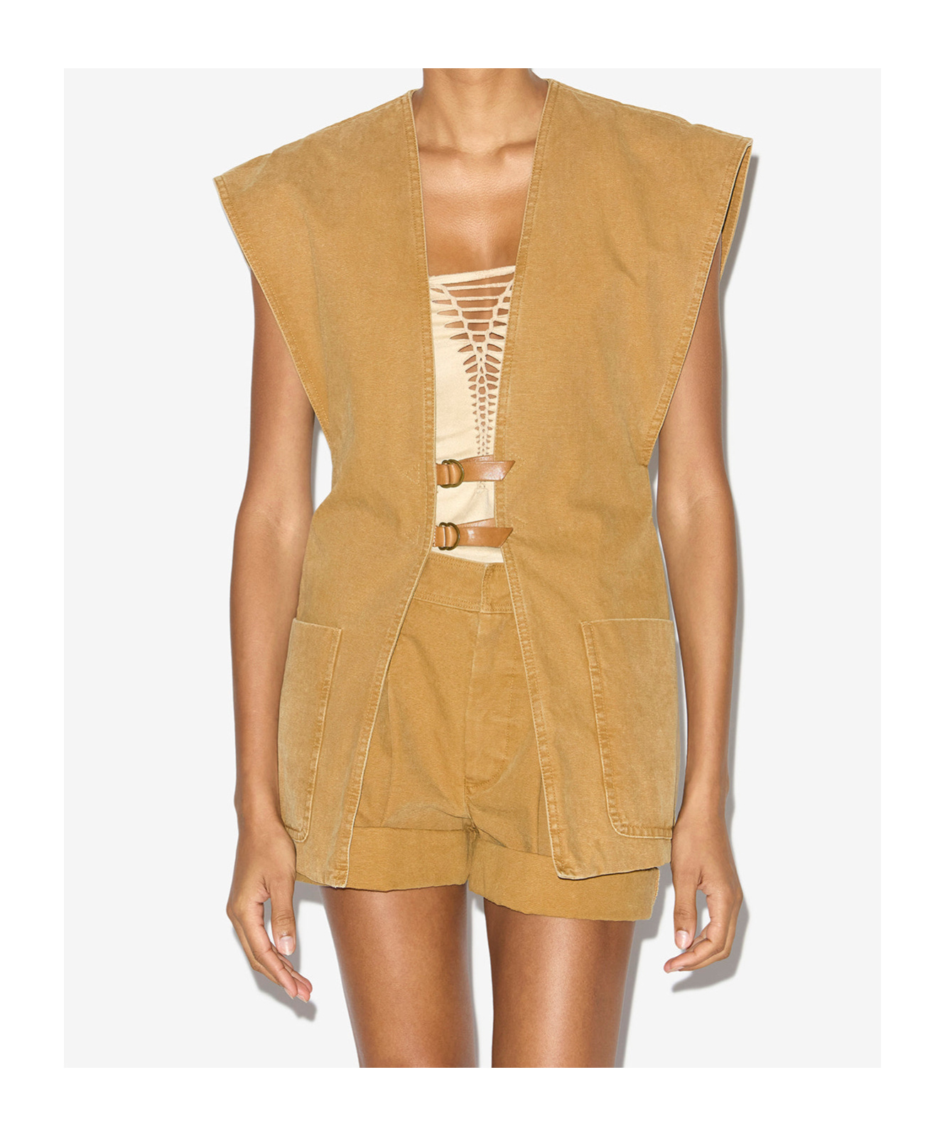 Isabel Marant Vest With Back Seam Detail And Pockets In Brown