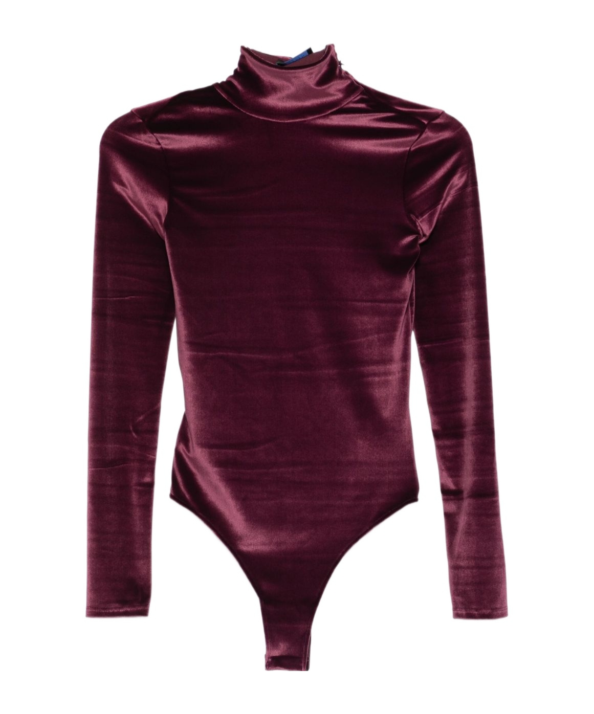 Mugler High-neck Velvet Bodysuit In Brown